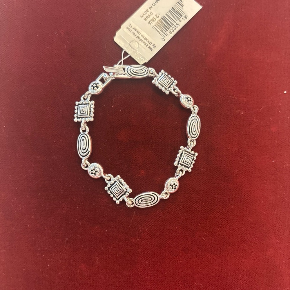 NAPIER Abstract Modern Geometric 7.5” Silver Plated Bracelet
